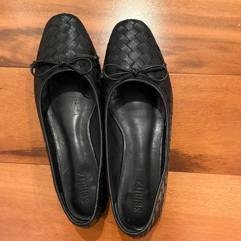 SCHUTZ Black Woven Loafers